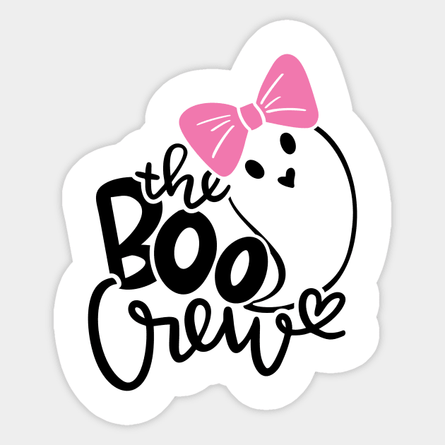 Cute Ghost, Boo Crew, Funny Halloween Sticker by MisqaPi Design